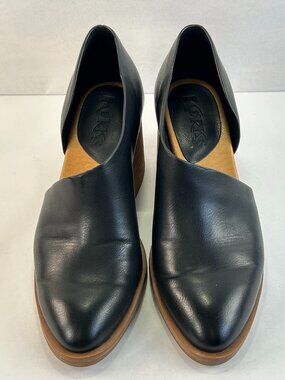 Korks Kayla Chunky Heel Pumps Womens 7M Black Slip On Almond Toe Dress Work Shoe